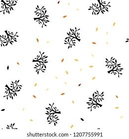 Light Orange vector seamless abstract pattern with leaves, branches. Creative illustration in blurred style with leaves, branches. Design for textile, fabric, wallpapers.