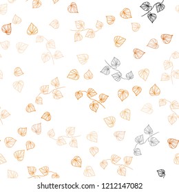 Light Orange vector seamless abstract background with leaves. An elegant bright illustration with leaves in Natural style. Pattern for design of window blinds, curtains.