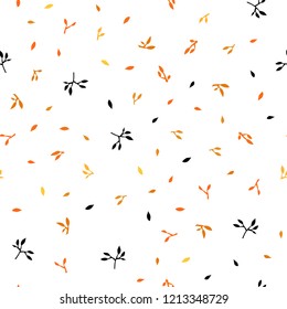 Light Orange vector seamless abstract pattern with leaves. Shining colored illustration with leaves in doodle style. Trendy design for wallpaper, fabric makers.