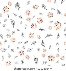 Light Orange vector seamless abstract backdrop with leaves, flowers. Modern abstract illustration with leaves and flowers. Trendy design for wallpaper, fabric makers.