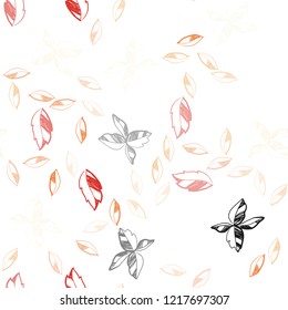 Light Orange vector seamless abstract backdrop with leaves. An elegant bright illustration with leaves in Natural style. Template for business cards, websites.