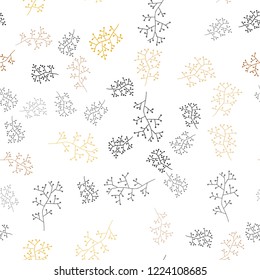 Light Orange vector seamless abstract backdrop with branches. Colorful illustration in doodle style with leaves, branches. Texture for window blinds, curtains.