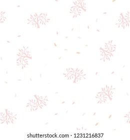 Light Orange vector seamless abstract pattern with leaves, branches. Leaves, branches in natural style on white background. Design for wallpaper, fabric makers.