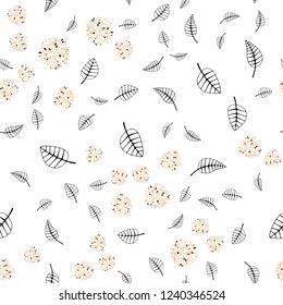 Light Orange vector seamless abstract design with leaves, flowers. Shining colorful illustration with leaves, flowers. Pattern for design of fabric, wallpapers.