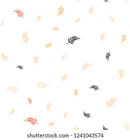 Light Orange vector seamless abstract pattern with leaves. Colorful illustration in doodle style with leaves. Pattern for trendy fabric, wallpapers.