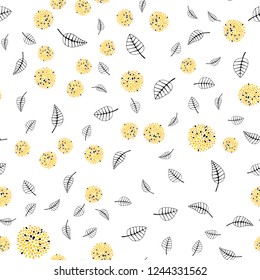 Light Orange vector seamless abstract pattern with leaves, flowers. Glitter abstract illustration with leaves and flowers. Pattern for design of fabric, wallpapers.