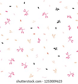 Light Orange vector seamless abstract pattern with leaves. Doodle illustration of leaves in Origami style with gradient. Template for business cards, websites.