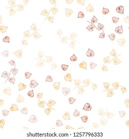 Light Orange vector seamless abstract background with leaves. New colorful illustration in doodle style with leaves. Pattern for trendy fabric, wallpapers.
