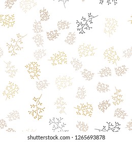 Light Orange vector seamless abstract pattern with branches. Doodle illustration of leaves and branches in Origami style. Design for textile, fabric, wallpapers.