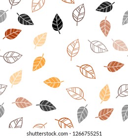 Light Orange vector seamless abstract pattern with leaves. Glitter abstract illustration with doodles and leaves. Trendy design for wallpaper, fabric makers.