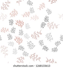 Light Orange vector seamless abstract pattern with branches. Colorful illustration in doodle style with leaves, branches. Pattern for design of fabric, wallpapers.