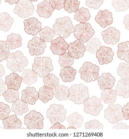 Light Orange vector seamless abstract pattern with flowers. Glitter abstract illustration with flowers. Texture for window blinds, curtains.
