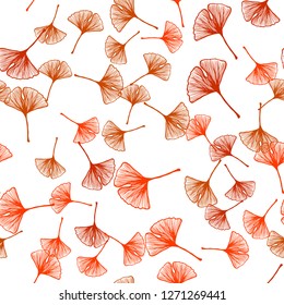 Light Orange vector seamless abstract background with leaves. Colorful abstract illustration with leaves in doodle style. Template for business cards, websites.