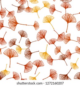 Light Orange vector seamless abstract design with leaves. Doodle illustration of leaves in Origami style with gradient. Pattern for trendy fabric, wallpapers.