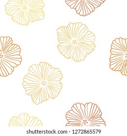 Light Orange vector seamless abstract background with flowers. Colorful illustration with flowers in doodle style. Design for wallpaper, fabric makers.
