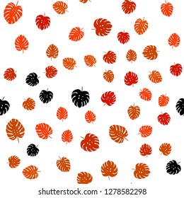 Light Orange vector seamless abstract design with leaves. leaves on blurred abstract background with gradient. Pattern for trendy fabric, wallpapers.