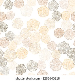 Light Orange vector seamless abstract background with flowers. Illustration with colorful abstract doodle flowers. Template for business cards, websites.
