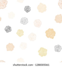 Light Orange vector seamless abstract pattern with flowers. Shining colored illustration with flowers. Pattern for trendy fabric, wallpapers.