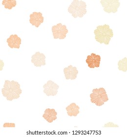 Light Orange vector seamless abstract backdrop with flowers. Flowers in natural style on white background. Pattern for design of fabric, wallpapers.