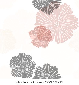 Light Orange vector seamless abstract pattern with flowers. Colorful illustration in doodle style with flowers. Texture for window blinds, curtains.