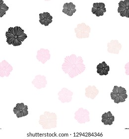 Light Orange vector seamless abstract background with flowers. An elegant bright illustration with flowers. Texture for window blinds, curtains.
