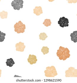Light Orange vector seamless abstract design with flowers. Glitter abstract illustration with flowers. Design for textile, fabric, wallpapers.