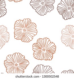 Light Orange vector seamless abstract pattern with flowers. Flowers with gradient on white background. Texture for window blinds, curtains.