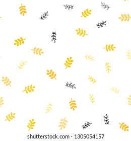 Light Orange vector seamless abstract backdrop with leaves. An elegant bright illustration with leaves in Natural style. Template for business cards, websites.
