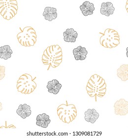 Light Orange vector seamless abstract background with flowers, leaves. Colorful abstract illustration with leaves in doodle style. Design for textile, fabric, wallpapers.