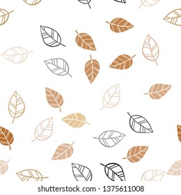 Light Orange vector seamless abstract pattern with leaves. Colorful abstract illustration with leaves in doodle style. Pattern for trendy fabric, wallpapers.