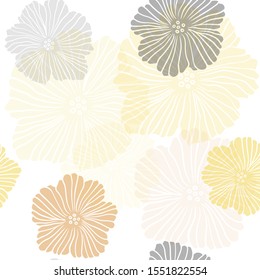 Light Orange vector seamless abstract backdrop with flowers. Abstract illustration with flowers in doodles style. Texture for window blinds, curtains.