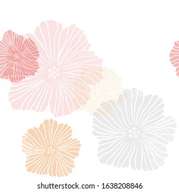 Light Orange vector seamless abstract pattern with flowers. Sketchy doodle flowers on white background. Template for business cards, websites.