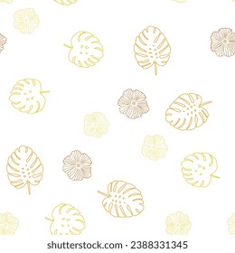 Light Orange vector seamless abstract design with flowers, leaves. Sketchy doodles on white background. Design for wallpaper, fabric makers.