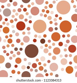 Light Orange vector seamless backdrop with dots. Modern abstract illustration with colorful water drops. Pattern can be used for ads, leaflets.