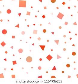 Light Orange vector seamless backdrop with lines, circles, rhombus. Abstract illustration with colorful dots, lines, cubes. Pattern for design of window blinds, curtains.