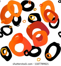 Light Orange vector seamless backdrop with dots, spots. Modern abstract illustration with colorful water drops. Pattern for design of fabric, wallpapers.