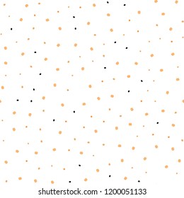 Light Orange vector seamless backdrop with dots. Glitter abstract illustration with blurred drops of rain. Pattern for design of window blinds, curtains.