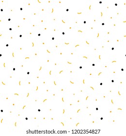 Light Orange vector seamless backdrop with dots and lines. Abstract illustration with colorful discs and triangles. Trendy design for wallpaper, fabric makers.