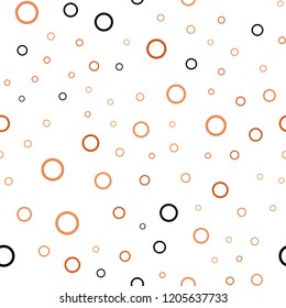 Light Orange vector seamless backdrop with dots. Beautiful colored illustration with blurred circles in nature style. Pattern can be used for ads, leaflets.