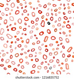 Light Orange vector seamless backdrop with dots, spots. Glitter abstract illustration with blurred drops of rain. Design for textile, fabric, wallpapers.