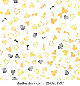 Light Orange vector seamless backdrop with phrase LOVE YOU, hearts. Colorful gradient phrase LOVE YOU, hearts in abstract style. Pattern for trendy fabric, wallpapers.