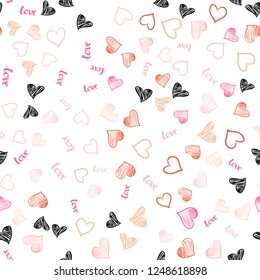 Light Orange vector seamless backdrop with phrase LOVE YOU, hearts. Colorful gradient phrase LOVE YOU, hearts in abstract style. Pattern for trendy fabric, wallpapers.