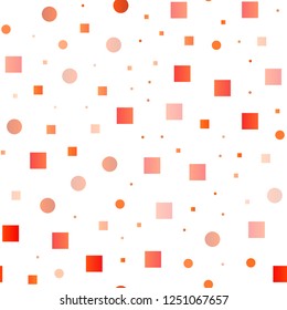 Light Orange vector seamless backdrop with dots, spots, cubes. Illustration with set of shining colorful abstract circles, cubes. Pattern for design of fabric, wallpapers.