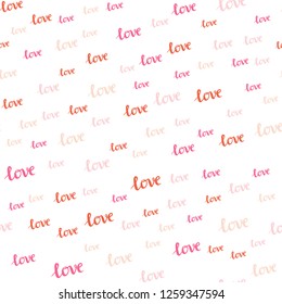 Light Orange vector seamless backdrop with phrase LOVE YOU. Colorful illustration with quote LOVE YOU in celebration style. Texture for window blinds, curtains.