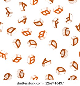 Light Orange vector seamless backdrop with 3D english symbols. Abstract illustration with 3D ABC symbols. Design for wallpaper, fabric makers.