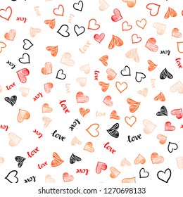 Light Orange vector seamless backdrop with phrase LOVE YOU, hearts. Romantic illustration with colorful phrase LOVE YOU, hearts. Design for wallpaper, fabric makers.