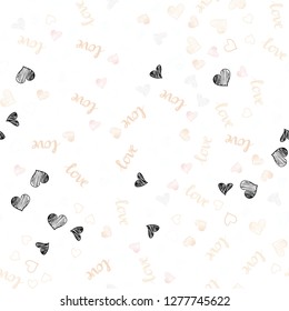 Light Orange vector seamless backdrop with phrase LOVE YOU, hearts. Illustration with phrase LOVE YOU, hearts for valentine's day. Pattern for trendy fabric, wallpapers.