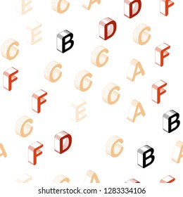 Light Orange vector seamless backdrop with 3D english symbols. Abstract illustration with 3D ABC symbols. Design for wallpaper, fabric makers.