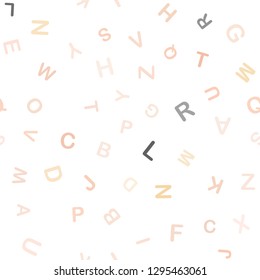 Light Orange vector seamless backdrop with english symbols. Shining illustration with ABC symbols on abstract template. Design for textile, fabric, wallpapers.