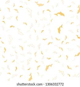 Light Orange vector seamless backdrop with ocean dolphins. Decorative design in natural style with sea dolphins. Template for natural magazines.